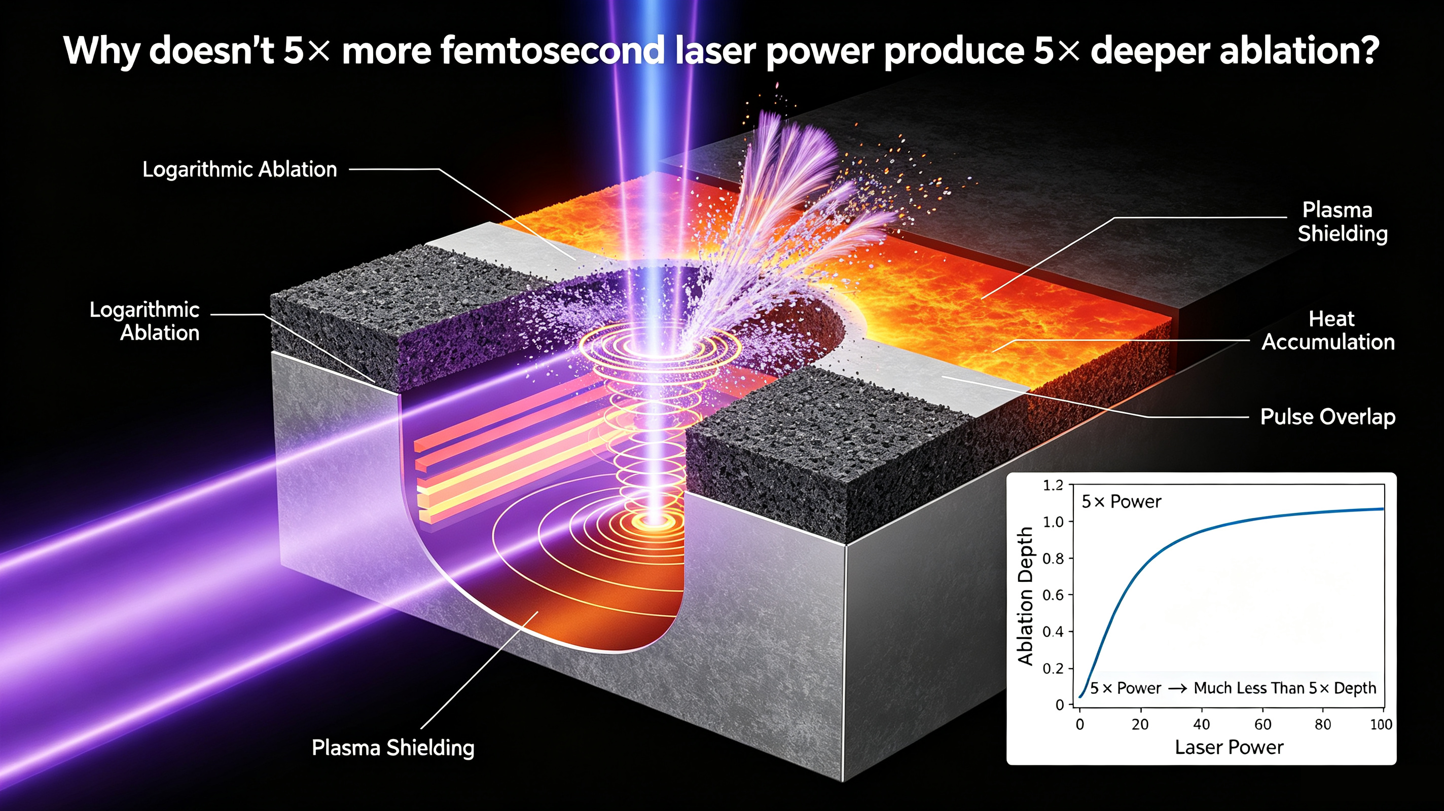 Femtosecond Laser Ablation: Why More Power Does Not Mean Deeper Ablation