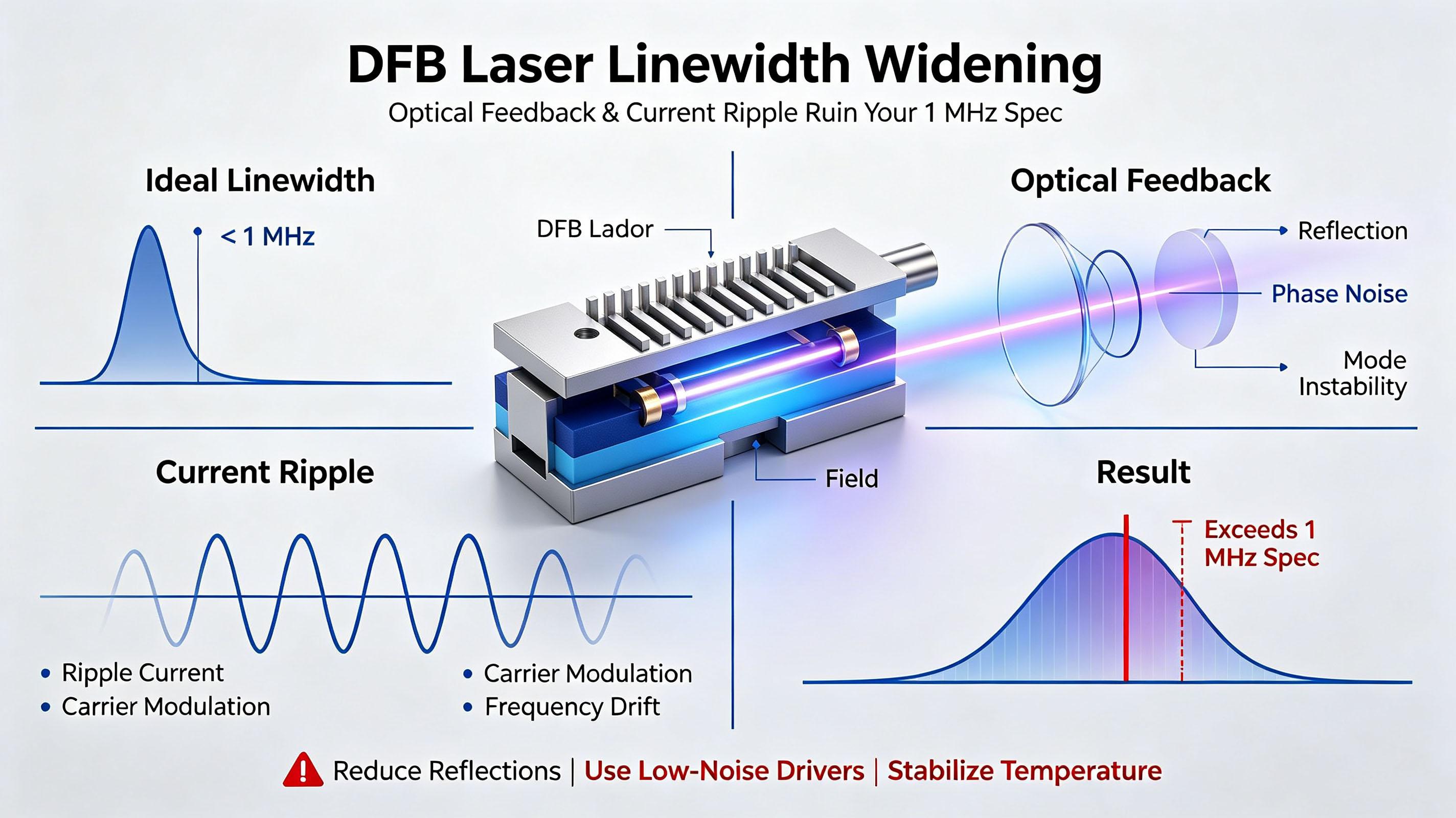 DFB Laser Linewidth: Why 1 MHz Can Become 10 MHz in a Real System