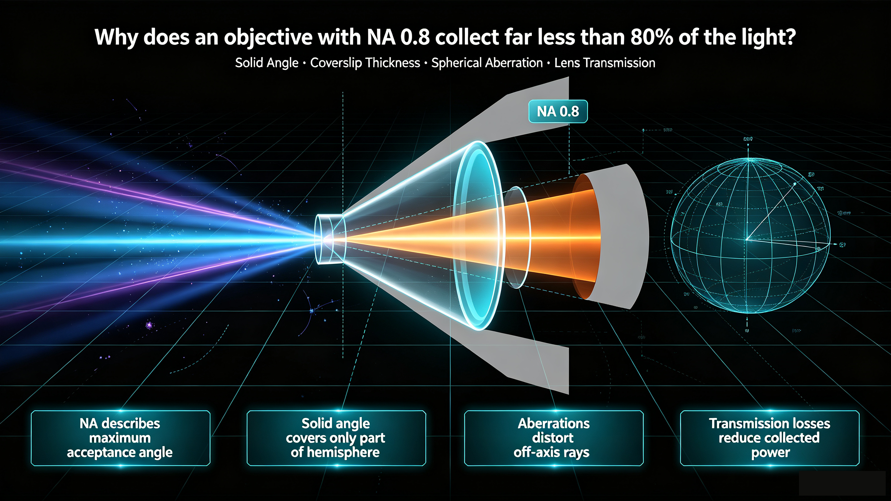 Objective Lens NA Explained: Why NA 0.8 Doesn't Mean 80% Light Collection